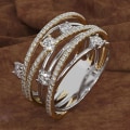 Miniatyrbilde 2 av 4: Mote kvinner Cross Dual Color Cubic Zirconia Innlagt Ring Bryllupssmykker Gift Rose Gold US 6