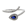 Miniatyrbild 1 av 4: Mode Kvinnor Orm Födelse Strass Finger Ring Justerbar Öppning Smycken Present Silver and Blue