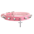 Pikkukuva 1 / 5: Cross Choker kaulakoru naisille tytöille gootti piikki Chokers musta nahkakaulus goottilaiset korut muotiasusteet pink