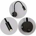 Miniatyrbilde 3 av 5: Hjemmevegglampe 360 ​​grader sammenleggbar justerbar 3W LED varmt lys (svart varmt lys 3000K),
