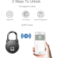 Miniatyrbillede 2 af 5: Fingeraftryk Vandtæt nøglefri Bluetooth Smart hængelås, tyverisikrings hængelås til dør, taske, skuffe, kuffert