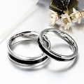 Miniatyrbillede 4 af 5: Mænd Kvinder Sort Band Ring Titanium Rustfrit Stål Modesmykker Lover Gave 6mm US 10