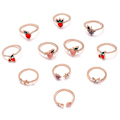 Miniatyrbillede 1 af 5: 11 stk Knuckle Ringe Frugt Rhinestone Kvinder Udsøgte galvanisering Fingerringe Smykker Tilbehør