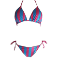 Miniatyrbild 2 av 4: Kvinnor Sexig Bikinithong Set Vadderade Push Up Badkläder Striped Blue Pink M