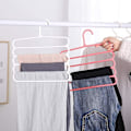 Miniatyrbillede 5 af 5: 5 styks jeansstativ, buksebøjler, buksebøjler, 5 lags Pp plastik skridsikker Pladsbesparende bøjler til bukser, tørklæde, slips, håndklæder (5 farver)