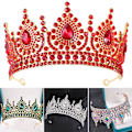 Miniatyrbillede 2 af 5: Legering Rhinestone Crown Point Diamond Halvcirkel pandebånd Bryllupstilbehør White