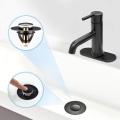 Miniatyrbilde 2 av 5: Universal svart pop-up vask avløp, anti-tilstopping avløpsfilter, rustfritt stål og rent kobber badekar avløp og ventil, anti
