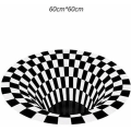 Pikkukuva 2 / 5: Black White Grid pyöreä matto, 3D Vortex Illusion -matto, 3D Vortex -matto Makuuhuoneen olohuone, 3D-alueen mattolattiamatto, Vortex Illusio