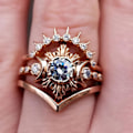 Miniatyrbillede 2 af 5: 3 stk Kvinder Ringe Måne Sol stabelbare smykker Boheme Langtidsholdbare Fingerringe Til Dating Rose Gold US 6