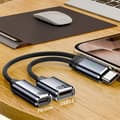 Miniatyrbilde 5 av 5: 100W hurtiglading dobbelthode USB C splitter hodetelefonladeradapter Type C til USB C USB 2.0 splitter ladekabel grå Grey