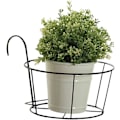 Miniatyrbillede 5 af 5: 2 stykker jern hængende blomsterstativ, Rund hængende blomsterstativ, Stryg udhulet Rund jernpotekrog til hjemmet, altan, haven, rækværk, hegn (sort, Wh