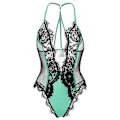 Miniatyrbild 2 av 4: Kvinnor Spets Body Sexiga Underkläder Nattkläder Plus Size Green 4XL