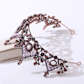 Miniatyrbilde 5 av 5: Brude Black Crown Hodeplagg Bryllup Bursdag Krone Hodeplagg Rhinestones Retro Luksus Hår Purple Diamond