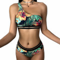 Miniatyrbild 1 av 4: Print Badkläder Vadderat Bikini Set Beach Black Floral S