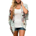 Miniatyrbilde 1 av 3: Dame Floral Kimono Cardigan Topper Sjal Cover Up Jakke Light Green S