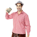 Miniatyrbillede 1 af 5: (skjorte+bukser+hat) Oktoberfest ølmand Lederhosen kostume Halloween Bavarian Carnival Party Deluxe Cosplay Outfit Sæt Red Plaid shirt XL