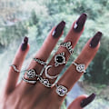 Miniatyrbillede 3 af 5: 10 stk Vintage Crown Pære Rhinestone Kvinder Knuckle Midi Finger Stabling Ringe