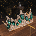 Miniatyrbilde 1 av 3: Brude helrund krone hodeplagg Luzxury legering rhinestones innlagt pannebånd for kvinnelig bryllup hår HG670