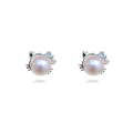 Miniatyrbillede 1 af 2: s925 Silver Cat Øreringe Micro Natural Pearl Øreringe