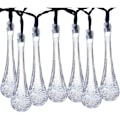 Miniatyrbillede 1 af 5: Positiv Hvid Solar 6,5 m 30 Lys 8 Funktion Vanddråbe LED Lys Vandtæt Solar Lys String Boble Ball Udendørs Have
