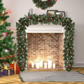 Miniatyrbilde 5 av 5: 180 cm kunstig juletre lys krans, grønn grantre krans med kongler, røde bær, ideell juledeco