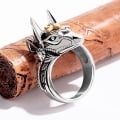 Miniatyrbilde 3 av 5: Selvforsvarsring rustfritt stål retro ulv-knokering, overlevelsesbeskyttelsesring for menn og kvinner, bærbare fingervåpen