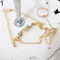 Miniatyrbilde 1 av 4: Kvinner hul sommerfuglkobling luksuskjede fingerring armbånd motesmykker Golden