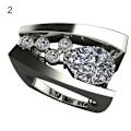 Miniatyrbilde 1 av 5: Kvinner Retro Rhinestone innlagt geometrisk form fingerring bryllup smykker gave US 6 2