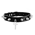 Miniatyrbillede 3 af 5: Cross Choker Halskæde Til Kvinder Piger Goth Spiked Chokers Sort læderkrave Gotiske smykker Modetilbehør pink