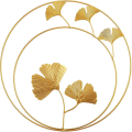 Miniatyrbilde 4 av 5: Sett med 3 metalljern veggskulpturer blader - gylne ginkgo blader - palmeblader - rund veggdekor - dekorasjon til hjemmet, kontoret, stue, hotell (