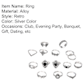 Miniatyrbillede 2 af 5: 15 stk/sæt Kvinder Hul Lotus Solsikke Geometrisk Faux Gem Stabling Finger Ring