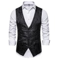 Miniatyrbillede 2 af 4: Herre enkeltradet vest Slim Fit formelt jakkesæt print vest L Black