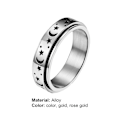Miniatyrbilde 5 av 5: Giftering Stjerne Måne Roterbar Unisex Rund Match Finger Ring For Dating Rose Gold US 6