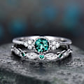 Miniatyrbilde 3 av 5: 2 stk/sett kvinner Cubic Zirconia Innlagt stablebar fingerring bryllupssmykker gave Green US 10