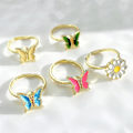 Miniatyrbilde 3 av 5: Dame Ring Sommerfugl Justerbar Åpning Smykker Roterbar Krysantemum Finger Ring For Bryllup C
