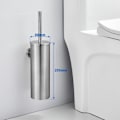 Miniatyrbillede 5 af 5: Holdbart rustfrit stål badeværelsesvægmonteret toiletbørstesæt med firkantet vægspejl
