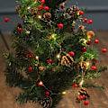 Miniatyrbilde 2 av 6: Julelys LED kobbertråd lysstreng rød furukongle furunål julekule håndverk ferie hage dekorasjonslys 3 meter 30 lys