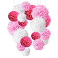 Pikkukuva 1 / 5: 18 paperikukkapallon set Pink