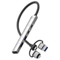 Miniatyrbilde 1 av 4: USB / Type-C / 8-pin til PD, 2 x USB, 2 x Type-C HUB-adapter 5-i-1 dokkingstasjon Silver