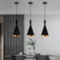 Miniatyrbilde 2 av 5: 3stk Nordic Modern Pendellampe E27 Metalllysekrone til Kjøkken Soverom Cafe Bar Sort - Svart