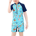 Miniatyrbild 1 av 4: barn Flickor Pojkar Sommar Badkläder Strand Cartoon Print Zip One Piece Baddräkt Shark Print 3-4 Years