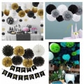 Miniatyrbilde 2 av 5: 10 stk svart vev pom pom 8 tommer pom pom dekorasjon bryllup dåp fellesskap jul halloween fest tilbehør