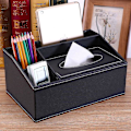 Miniatyrbild 4 av 5: Multifunktionell läder Tissue Box Soffbord Desktop Fjärrkontroll Förvaringsbox style1