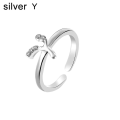 Miniatyrbillede 1 af 4: Mode Kvinder Simpel A til Z Engelsk Alfabet Bogstav Rhinestone Åben Ring smykker Silver Y