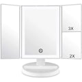Miniatyrbillede 1 af 5: Makeup spejl med LED lys og berøringsskærm, 1X/2X/3X forstørrelse, 180° justerbar rotation, bordspejlbatte