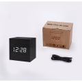 Miniatyrbilde 4 av 4: Cube Led Click Clock Vekkerklokke med lydaktivering Black and white