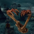 Miniatyrbild 5 av 5: Dödskalle Handprydnader Realistiska Hjärtformade Hand Vit Applicerade Kärlekshänder Soul Skull Ornament För Trädgård