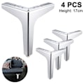 Pikkukuva 1 / 5: Metalliset huonekalujalat, 4 kpl metalliset timanttikolmio pöydän jalat Kaapin jalat Tee itse Vaihto kaapin sohvalle sohvahyllylle 17cm Silver
