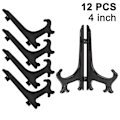 Miniatyrbillede 1 af 4: Piao 12 stk. Plast staffeli Tallerkenstativer, Tallerkenstativer, Foldeplader, Udstillingsstativer til præsentation af opsamlingstallerkener, skålstativer, bøger, P Black 4 inch
