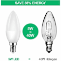 Pikkukuva 4 / 4: 6 kpl E14 Pieni Edison Ruuvi (ses) Halogeenipolttimoa vastaavat led-lamput 40w C37 400lm 3000k lämmin valkoinen